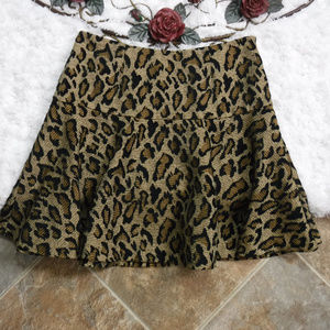 Free People Leopard Print Mini Skater Skirt Size 4